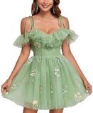 2025 suspender evening dress short dress popular new mesh yarn slim and thin adult ceremony host dress