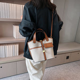 NAMCOVERSE 2025 Niche design retro canvas portable bucket bag women's popular new ins fashion shoulder vegetable basket messenger bag
