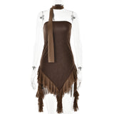 2025 ins fashionable and sexy tube top dress  summer new street hipster backless waist short skirt women
