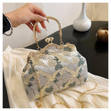NAMCOVERSE 2025 Bag Women's Embroidery Handbag 2025 New Fashion Chain One Shoulder Crossbody Bag Diamond Clip Buckle Shell Bag