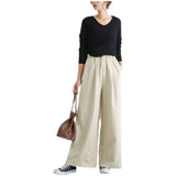 NAMCOCERSE Draping Gentle Straight-Leg Trousers Women's  Spring and Summer New Korean Style Elastic High Waist Temperament Slimming Wide-Leg Pants