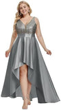 2025 Popular trade evening dress popular autumn and winter new V-neck A-shaped party dress front short and rear long dress