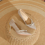 2025 811-3 Fairy wind pearl bow bridesmaid single shoes women 2025 women winter new pointed stiletto high heels women