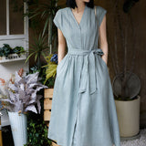 2025 Flax sense of relaxation, temperament, high sense of waist and thin dress,  vest skirt, sleeveless summer women's clothing
