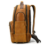 Popular Men's Leather Backpack Crazy Horse Leather Vintage Backpack Large Capacity Multi-Pocket Travel Backpack Cowhide Schoolbag