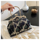 NAMCOVERSE 2025 Bag Women's Embroidery Handbag 2025 New Fashion Chain One Shoulder Crossbody Bag Diamond Clip Buckle Shell Bag