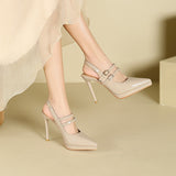 2025 1088G one-word bag head rear empty high-heeled sandals women's 2025 women's summer new pointed thin heel waterproof table high heels