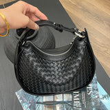 NAMCOVERSE 2025popular New new crescent cowhide women's bag woven bag, fashionable and casual leather one-shoulder crossbody armpit bag