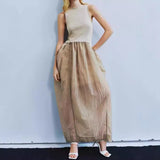 2025 Zheng Xiyi same popular summer new waist splicing new Chinese bud vest skirt sleeveless dress