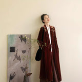 New Chinese-style improved cheongsam, embroidered velvet autumn long-sleeved dress, retro oriental temperament long dress B0850