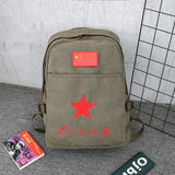 Large Capacity Chicken Backpack Serving People Canvas Bag Lei Feng Five-Pointed Star Schoolbag Travel Bag Korean Retro