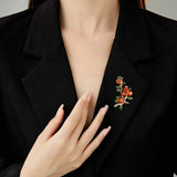2025 Chinese wind persimmon ruyi brooch female personality creative design temperament corsage suit coat glazed pin accessories