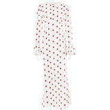 2025 temperament printed horn sleeve dress women,  style autumn and winter new sexy casual temperament long dress