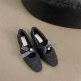2025 Late evening wind retro velvet bow Mary Jane shoes women's popular autumn and winter new square head thick heel grandma shoes