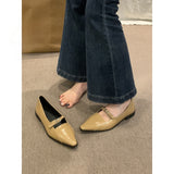 2025 Brown pointed single shoes women's shoes spring and autumn popular new commuting versatile light mouth one pedal soft flat bottom ladyshoes