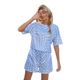 NAMCOVERSE Real new products 2025 New summer casual plaid printing crew neck top wish loungewear pajamas set