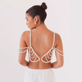 Q4803Y 2025 retro sexy multi-layer pearl breast chain, personalized bikini hollow neck top body chain