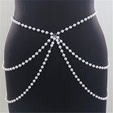 2025 FB2921  waist chain simple fashion personalized pearl chain double side pendulum chain waist chain waist jewelry