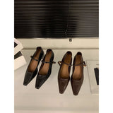 2025 high heels retro brown single shoes women's shoes popular new summer Mary Jane black commuter shoes