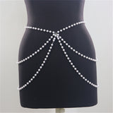 2025 FB2921  waist chain simple fashion personalized pearl chain double side pendulum chain waist chain waist jewelry