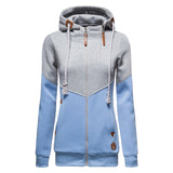 NAMCOVERSE 2025 Clearance processing   women's clothing double zipper color matching hooded long-sleeved fleece slim sweater wholesale