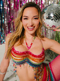 2025 Q5068Y  vest fashion beaded Bra neck top small vest body chain chest chain