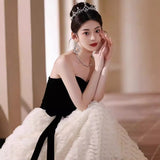 2025 tube top evening dress dress women  new light wedding dress fugitive princess travel photography light luxury niche high-end spring