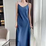 High-Grade Silk Sling Dress Women's Summer Inner Strap Dress Satin Acetate Fashion  Style Temperament Long Dress