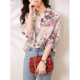 2025 Heavy mulberry silk pink cardigan summer  new women's shirt design sense niche high-end top shirt