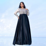 2025 Popular trade Popular,  and the United States fat mm large size women's clothing long-sleeved round neck banquet sequined big swing evening dress dress