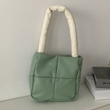 NAMCOVERSE 2025 Di Lizheba has the same down bag  new niche design girl checkered PU soft leather underarm bag tote bag