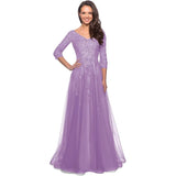 2025 Evening Dress Elegant Lace Bridal Mother Dress Women's Formal Sleeve Hot Trade Aunt Dress