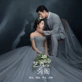 2025 Suspender Main Wedding Studio Couple Theme Photography Clothing Color Dress Mori Grey Elegant Wedding Dress Long Trailing Dress