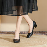2025 488A square head thick heel single shoes women's 2025 new  light mouth medium heel women's shoes niche professional work shoes