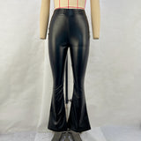 NAMCOVERSE 2025 women's clothing popular winter new high-waisted light-sensitive PU leather pants trousers black glossy horn trousers trousers women's trousers