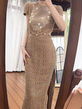 2025 Wasteland style, high-end design sense, niche elegance, waist, imperial sister temperament dress, ethnic style