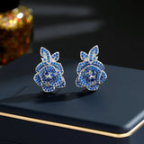 2025 S925 silver needle full of zircon heavy industry camellia stud earrings women's light luxury high-end sense niche exquisite versatile earrings