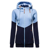 NAMCOVERSE 2025 Clearance processing   women's clothing double zipper color matching hooded long-sleeved fleece slim sweater wholesale