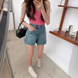 NAMCOCERSE New Four-Sided Stretch Denim Shorts Women's Summer  New High Waist Slimming A- line Wide-Leg Hot Pants 3022