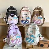 New Junior and Middle School Students Cute Kitten Large Capacity Schoolbag Multi-Compartment Waterproof Cartoon Backpack Wholesale