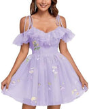 2025 suspender evening dress short dress popular new mesh yarn slim and thin adult ceremony host dress