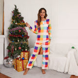 NAMCOVERSE Real spot  autumn and winter new product  Christmas casual suit plaid printing pajamas button loungewear