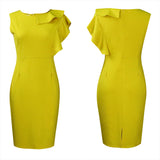 2025 D025 2025 women's clothing popular summer new  lotus leaf sleeves solid color hip wrap tight OL New dress
