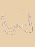 2025 3219  hot-selling fashion flower accessories pearl hand-spliced personalized tassel side pendulum chain waist chain body chain