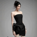 2025 Hot trade tube top evening dress skirt  new high-end temperament banquet host celebrity satin dress spring girl