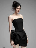2025 Hot trade tube top evening dress skirt  new high-end temperament banquet host celebrity satin dress spring girl