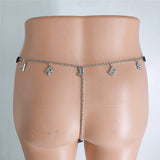 2025 Fb2110  stainless steel twelve constellation rhinestone letter pendant waist chain underwear integrated combination thong chain