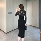 2025 New Chinese-style improved cheongsam dress for women's 2025 spring and autumn new temperament celebrity lace slim-fitting hip-wrapped long skirt