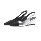 2025 5162-10 Back empty one-word color matching wedge heels women's 2025 women's summer new pointed thick-soled high heels