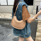 NAMCOVERSE 2025popular New new crescent cowhide women's bag woven bag, fashionable and casual leather one-shoulder crossbody armpit bag